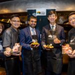 IMG-8043 Dr Justin Lee with Sanjay Boothalingam (centre), Chefs Eric Siew and Steven Wong, and Rose Yong, far left showing the lamb pies and lamb products
