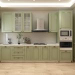 Green Moss Shaker Door Style with Long Glass Window Cabinet