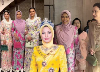 Pesona Diraja Sultanah Terengganu & Anakanda Puteri Dalam Kurung Sutera Itali Penuh Elegan