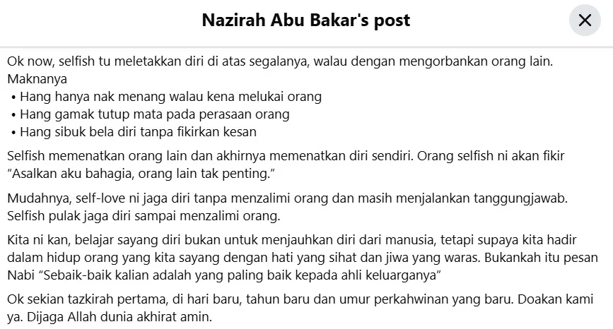 Jangan Confuse Antara Self-Love Dengan Selfish, Nasihat Ustazah Nazirah Abu Bakar Didik Wanita Waras