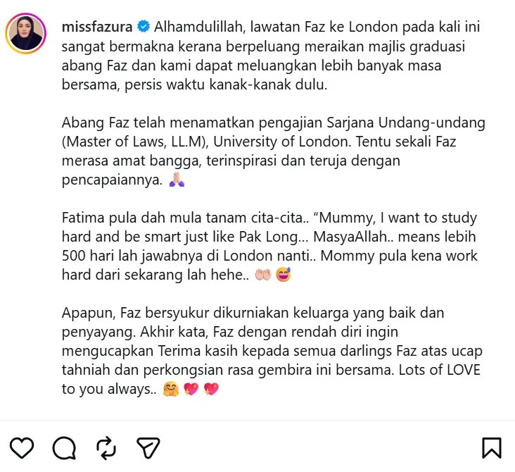 Dr. Yusrizam Sharifuddin Genggam Sarjana Undang-Undang di London, Abang Sulung Fazura Insan Hebat & Genius!