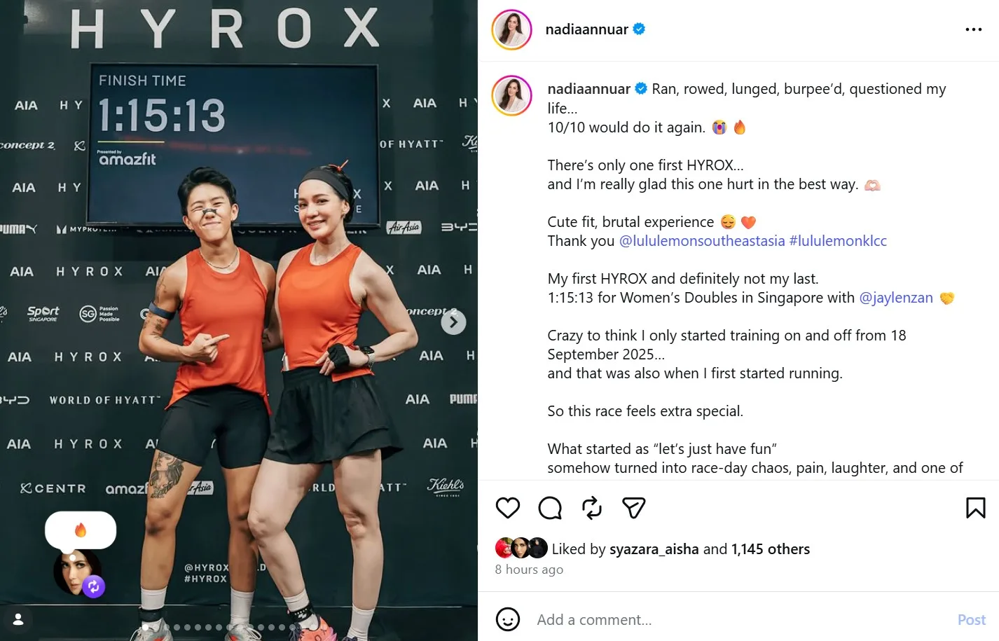 Nadia Annuar Bukti Kekuatan Diri Di HYROX Singapura, Kagum Tahap Fitness Usia 42 Tahun! 25 Nadia Annuar Bukti Kekuatan Diri Di HYROX Singapura, Kagum Tahap Fitness Usia 42 Tahun!