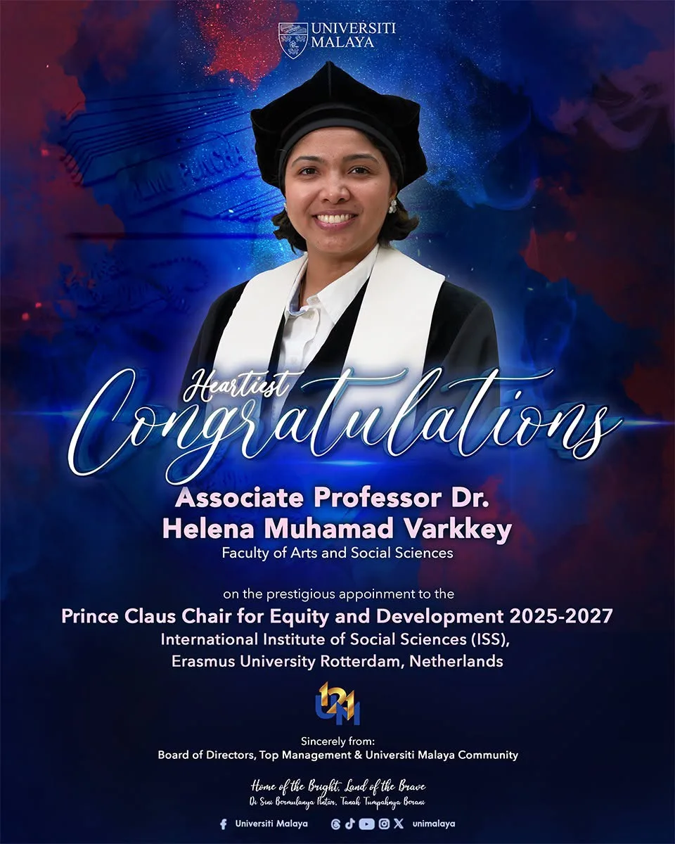 Dr Helena Muhamad Varkkey, Pensyarah UM & Rakyat Malaysia Pertama Dilantik Pengerusi Prince Claus Chair